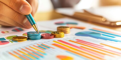 Fototapete - Detailed chart illustrating financial goals with clear milestones and colorful progress indicators professional personal finance visualization