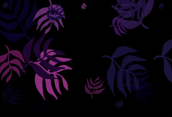 Poster - Dark Pink vector doodle layout with leaves.