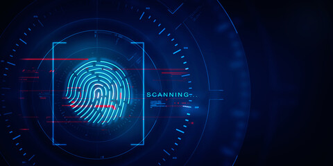 2d Illustration Fingerprint Scanning Technology Concept 