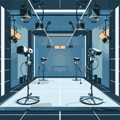 Poster - Empty Motion Capture Studio Green Screen Technology Cameras Sensors Animation 3D Modelling Gaming Development Virtual Reality MetaverseIllustration