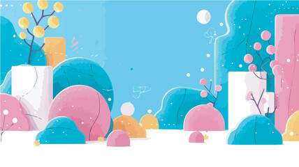 Aufkleber - Abstract landscape background colorful pastel color trendy modern art illustration banner design digital painting hand drawn vector graphic wallpaper invitation card decoration template
