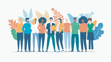 Poster - Diverse group of people standing together teamwork community cooperation solidarity concept illustrationimage