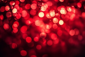 Poster - soft red bokeh lights create a dreamy atmosphere for holiday celebrations during the evening hours