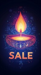 Wall Mural - Vibrant Diwali banner featuring a colorful lamp and SALE announcement for festive celebrations