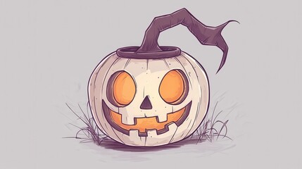 Playful Halloween pumpkin illustration with a spooky grin, perfect for autumn celebrations and festive decorations.