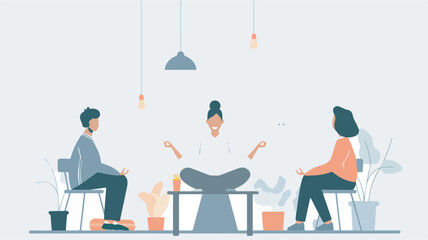 Poster - Office Mindfulness Meditation Group Wellbeing Break Relaxation Calm Collective Tranquility Workplace ZenIllustration