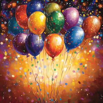 A retro-style New Year’s design showcasing a vintage hot air balloon with a 