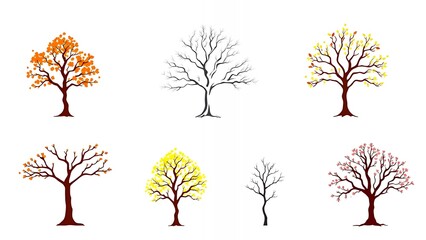 Wall Mural - Set of trees in different seasons.