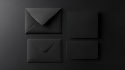 Wall Mural - Black Envelopes and Cards Mockup