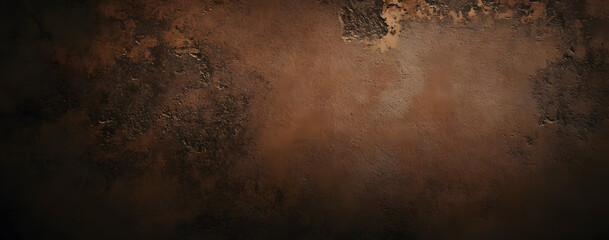 Poster - Old wall texture cement brown background abstract dark color.Dark Vignette Border Wallpaper