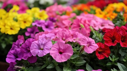 Sticker - Multicolored Petunias in Full Bloom