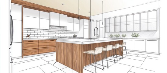 Wall Mural - Modern Kitchen Design Sketch