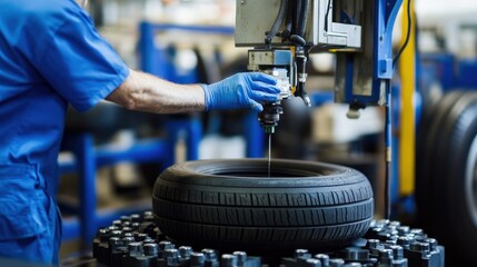 Wall Mural - Tire Manufacturing Process: Quality Control