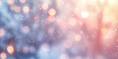Poster - Soft snowflakes fall gently against dreamy bokeh background, creating serene winter atmosphere.
