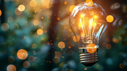 Poster - Exploring the beauty and brilliance of a glowing light bulb in a colorful environment