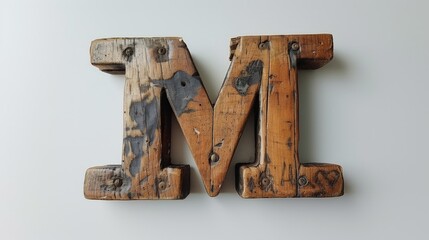 Wall Mural - Letter M, 3D, letters, alphabet, wooden, art, illustration, wallpaper, background