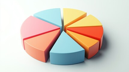 Poster - a rotating 3d pie chart with distinct segments and vibrant colors, displayed against a clean white b