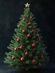 Wall Mural - Christmas tree fir with baubles