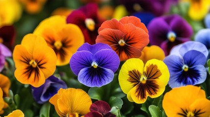 Canvas Print - Vibrant Garden of Colorful Pansies