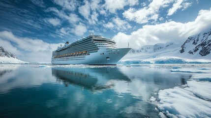 Wall Mural - Big cruise ship in the Antarctic waters