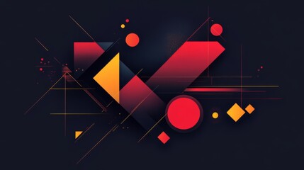 Leinwandbilder - A sleek digital graphic design featuring abstract geometric shapes and vibrant colors, creating a modern and visually striking composition against a dark background.