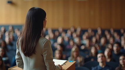 Asian Professor Giving Lecture