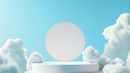 Poster - A modern 3D podium with ample empty space, framed by abstract wave patterns, set against a gradient green background, perfect for environmental and nature-themed advertising