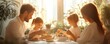 © ChomStyle - Family having breakfast together with morning light, Monday morning, family bonding