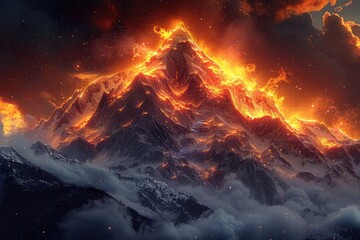 Aufkleber - Light Painting Mountain Peak Abstract light patterns painted against
