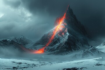 Aufkleber - Light Painting Mountain Peak Abstract light patterns painted against