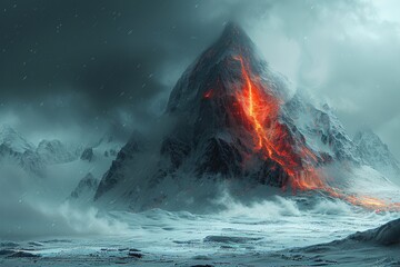 Aufkleber - Light Painting Mountain Peak Abstract light patterns painted against
