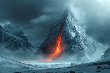 Aufkleber - Light Painting Mountain Peak Abstract light patterns painted against