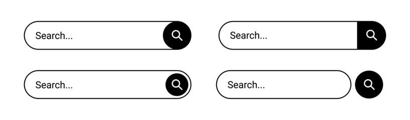 Poster - Search bar collection for ui ux design and web site in doodle style. Vector address and navigation form icons. Set of form templates for websites, isolated internet browser window models