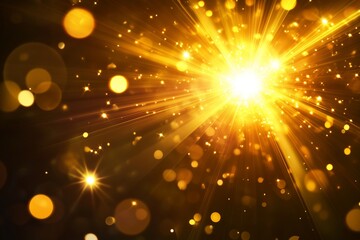 Poster - bright golden light radiates from the center, creating a magical atmosphere with sparkling particles