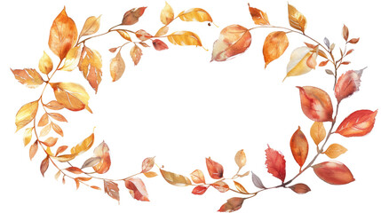 Wall Mural - watercolor autumn banner with leaves, flowers and branches isolated on transparent background. illus