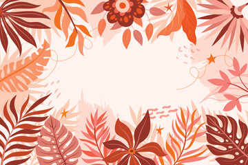 Aufkleber - Floral background with leaves in boho style