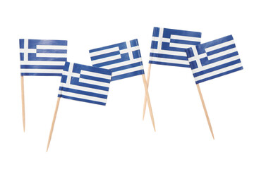 Canvas Print - Small paper flags of Greece isolated on white