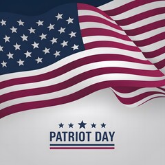 A patriotic illustration of the American flag with the text 