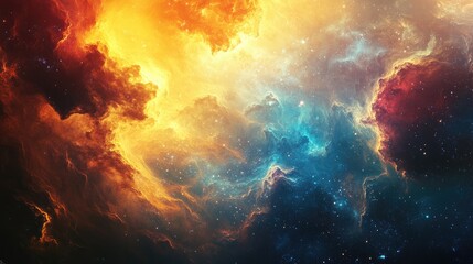 Canvas Print - A Cosmic Dance of Glowing Nebulae and Scattered Stars