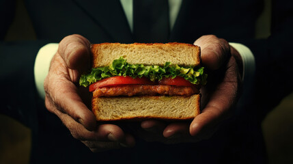 Wall Mural - Sandwich in Hands.