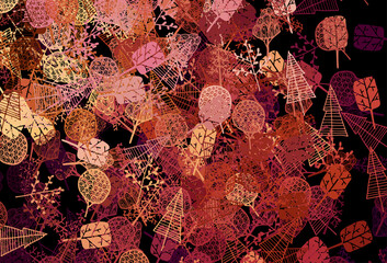 Poster - Dark Red, Yellow vector doodle layout with trees, branches.