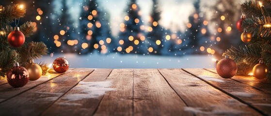 Wall Mural - Christmas holidays scenic background with wooden table and christmas decoration (20)-up.jpeg, Christmas holidays scenic background with wooden table and christmas decoration