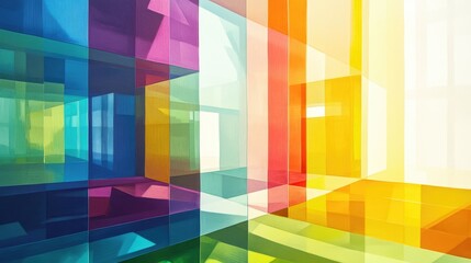 Canvas Print - Abstract Geometric Composition with Multicolored Glass Panels