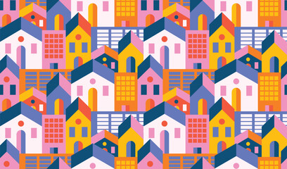 Aufkleber - Flat abstract geometric city pattern