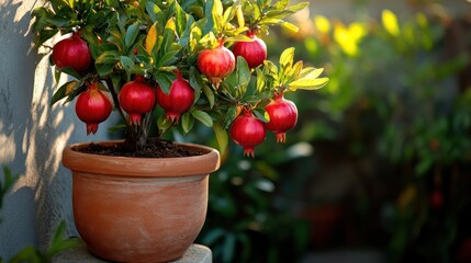 Wall Mural - Pomegranate Tree in a Terracotta Pot