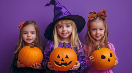 Children in bright Halloween costume