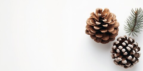 Canvas Print - A white background with two pine cones on it 