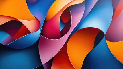 Poster - Abstract Curved Shapes in Vibrant Colors