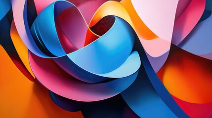 Abstract Colorful Curved Shapes Intertwining