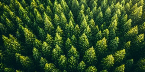 Poster - An overhead shot capturing the vast expanse of a dense, green pine forest